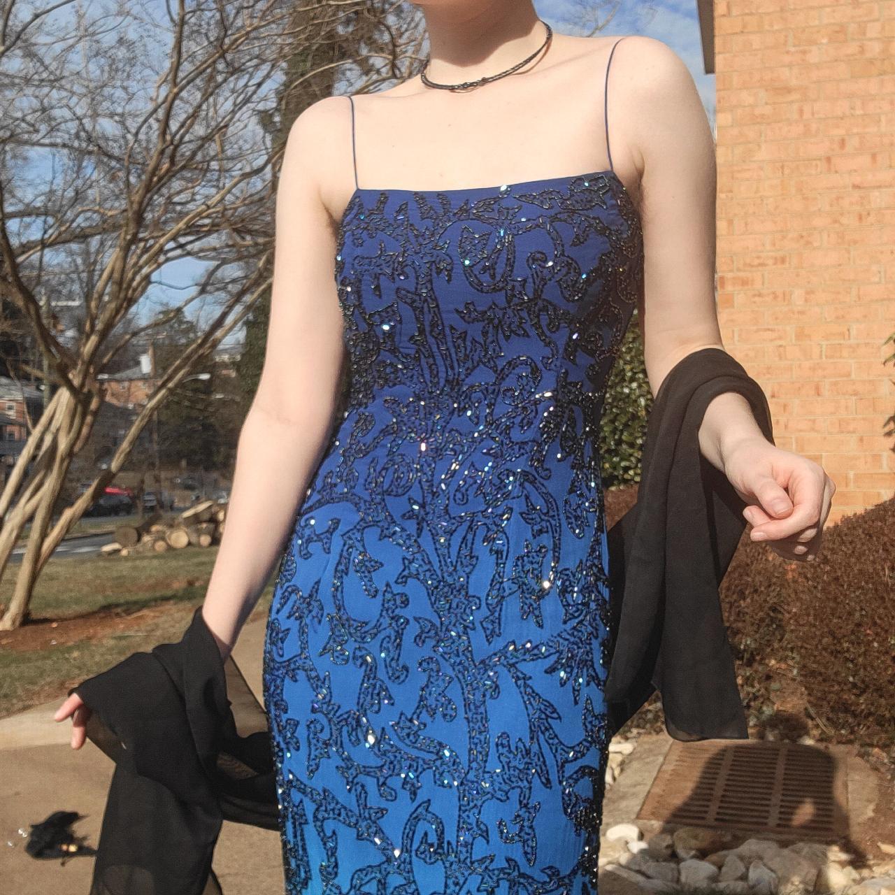Women's Blue and Black Dress Depop