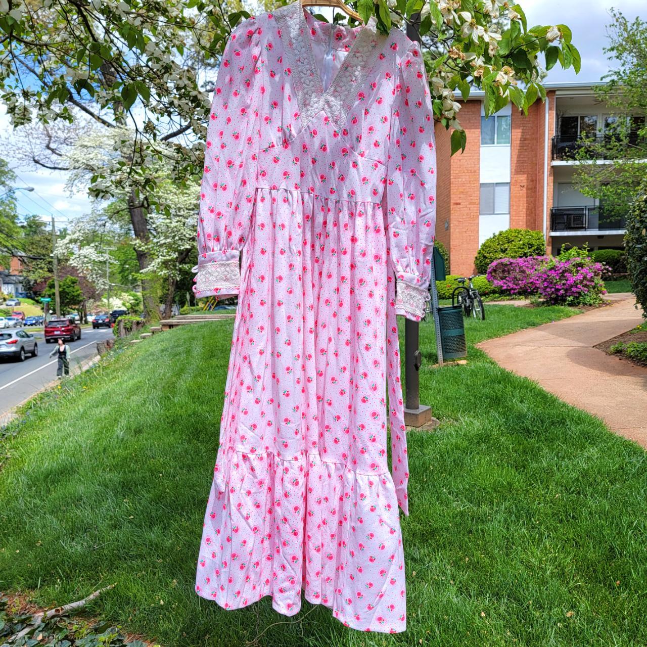 Pink Floral Boho Maxi Dress 70s Vintage Handmade Depop 3380