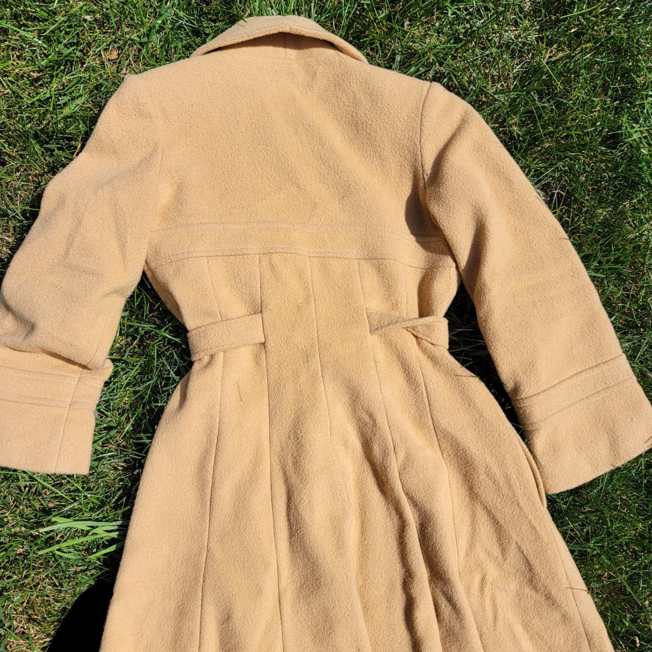 vintage retro tan long trench coat with built in... Depop