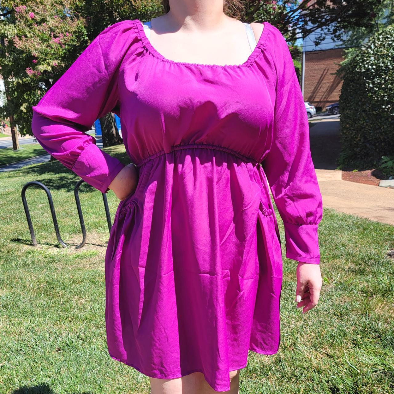 xhilaration fuchsia purple midi dress with pockets... Depop