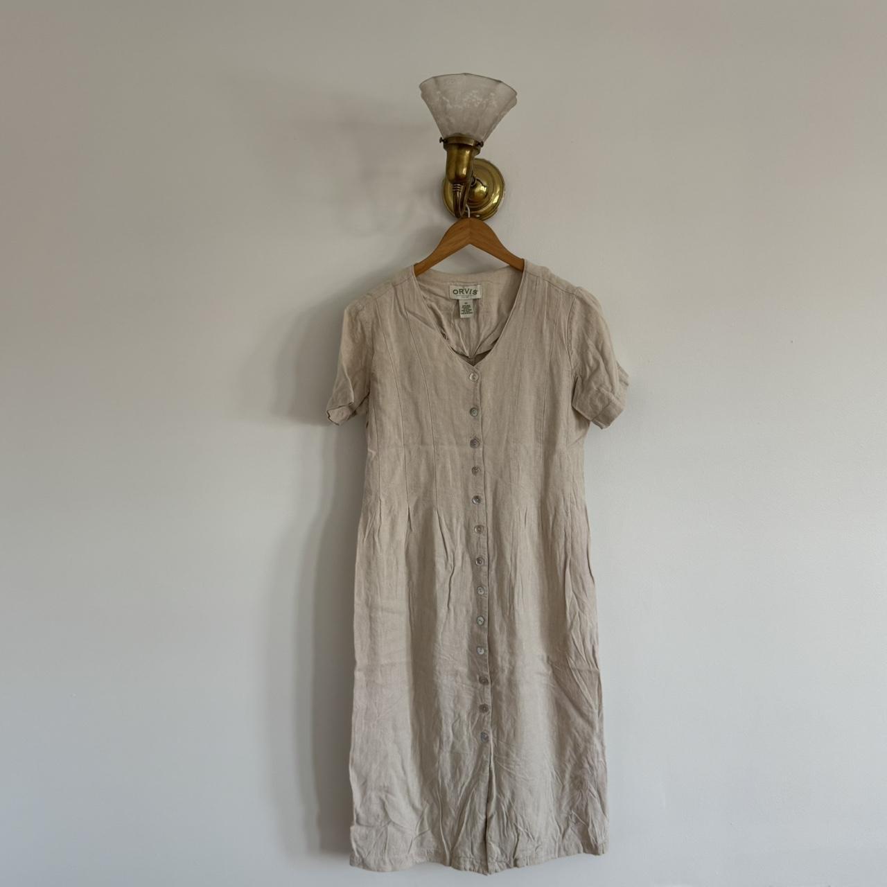 Orvis Women's Dress - Cream/Tan - S – Tan linen O… - image 1