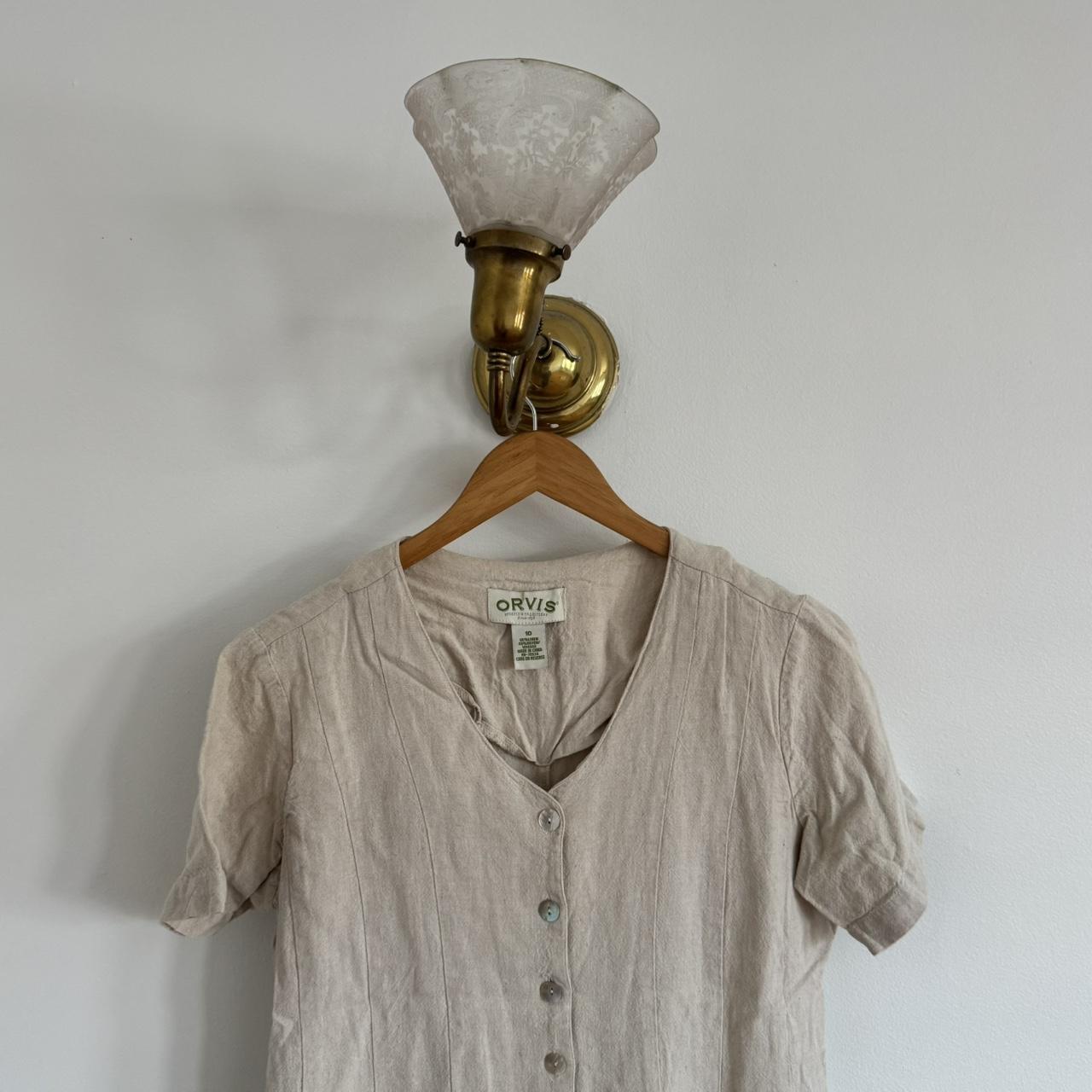 Orvis Women's Dress - Cream/Tan - S – Tan linen O… - image 2