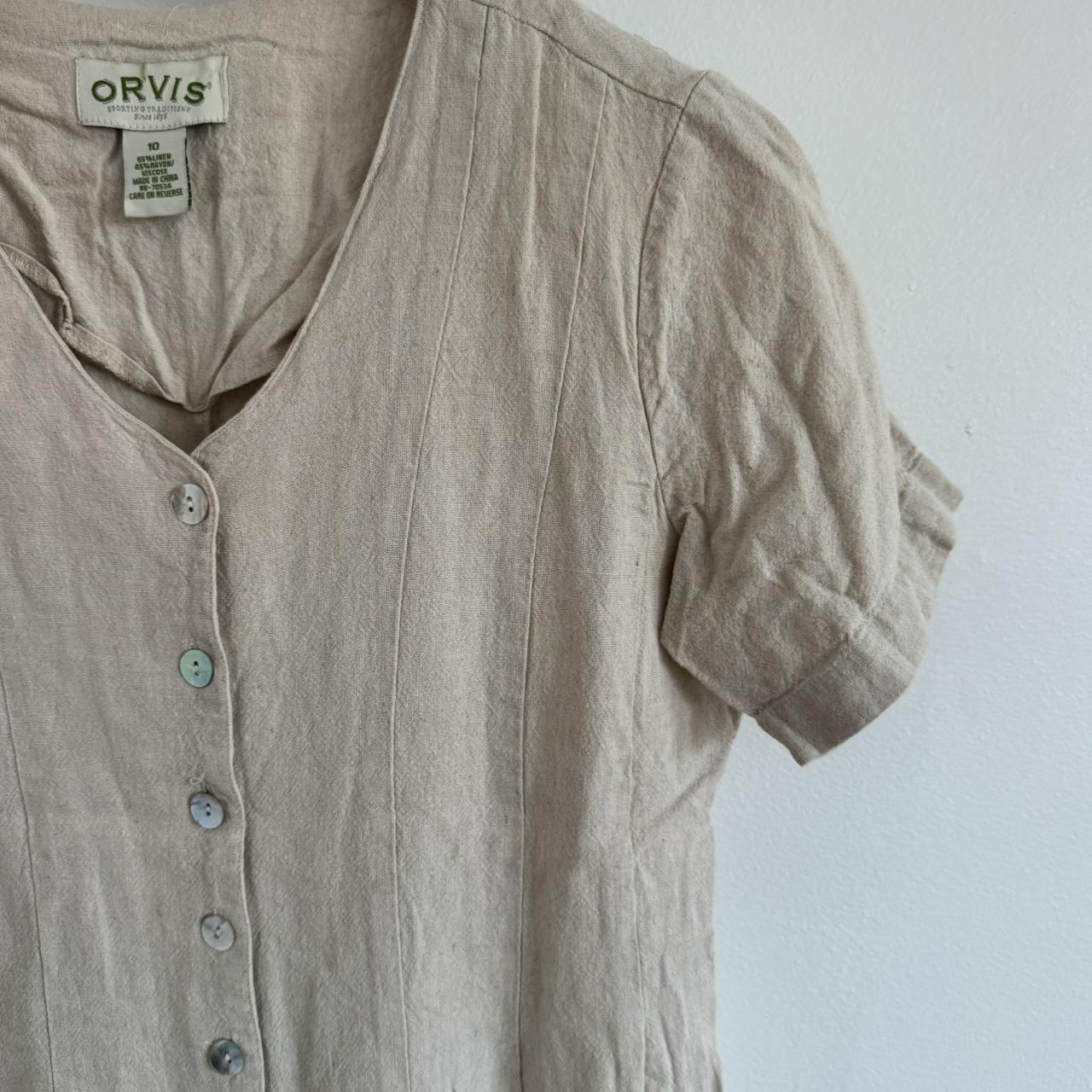 Orvis Women's Dress - Cream/Tan - S – Tan linen O… - image 5