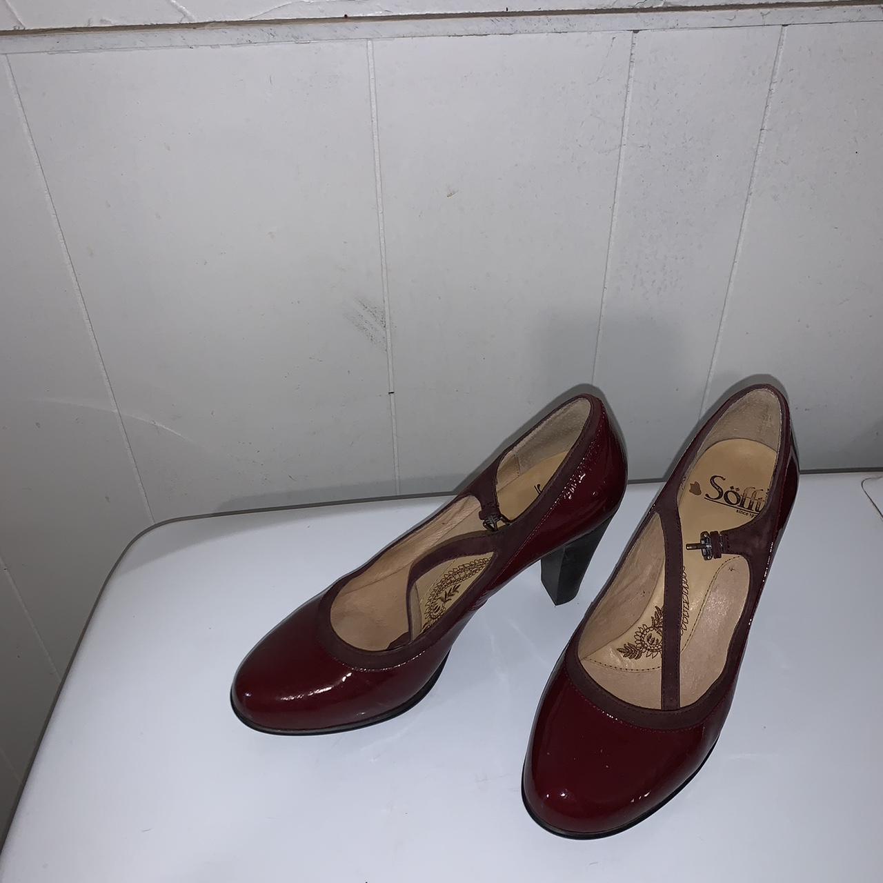 Retro Burgundy Mary Jane Sofft Pumps style... - Depop