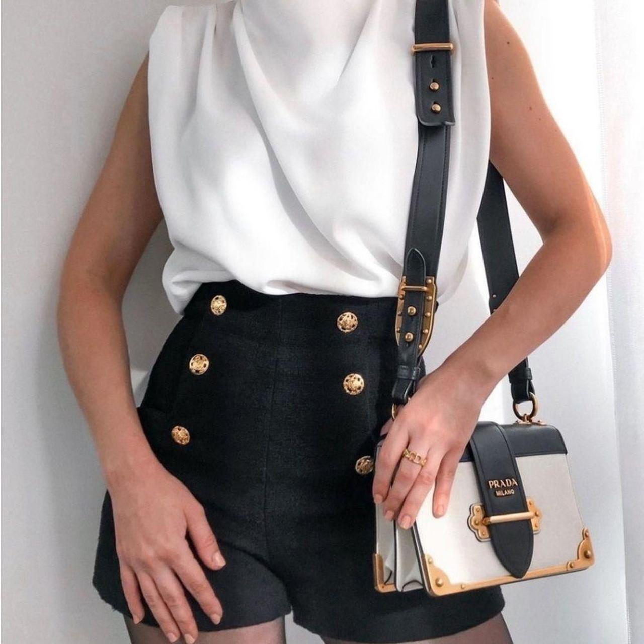 Black and gold high waisted shorts hotsell