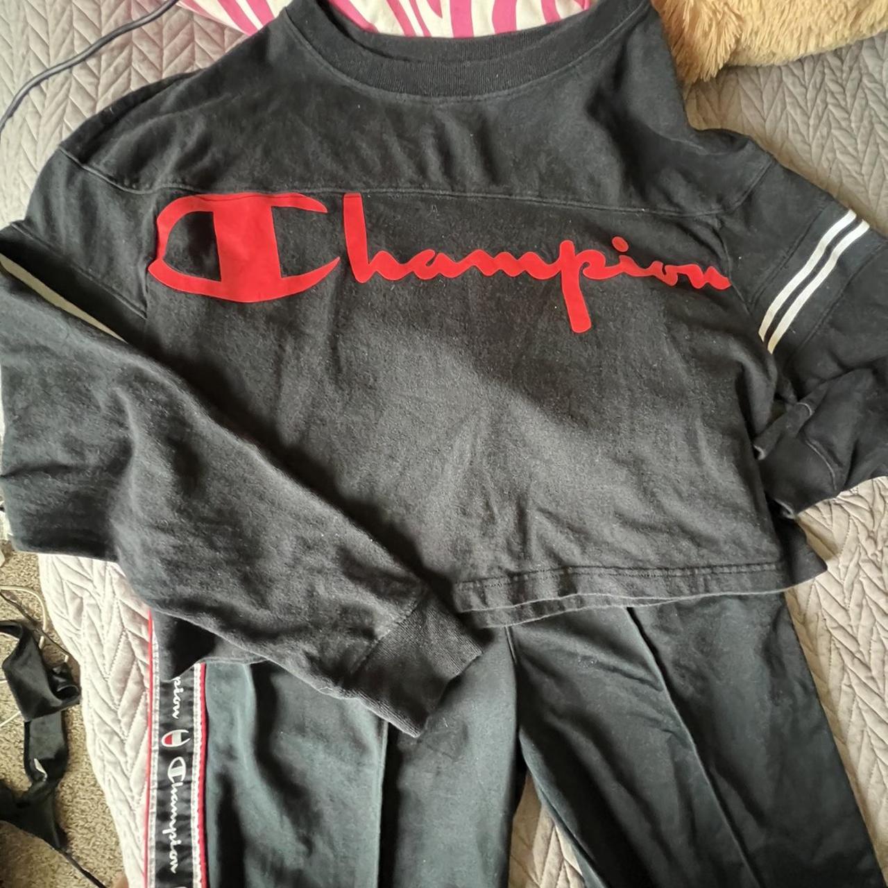 Champion sweater 2025 womens red jumpsuit