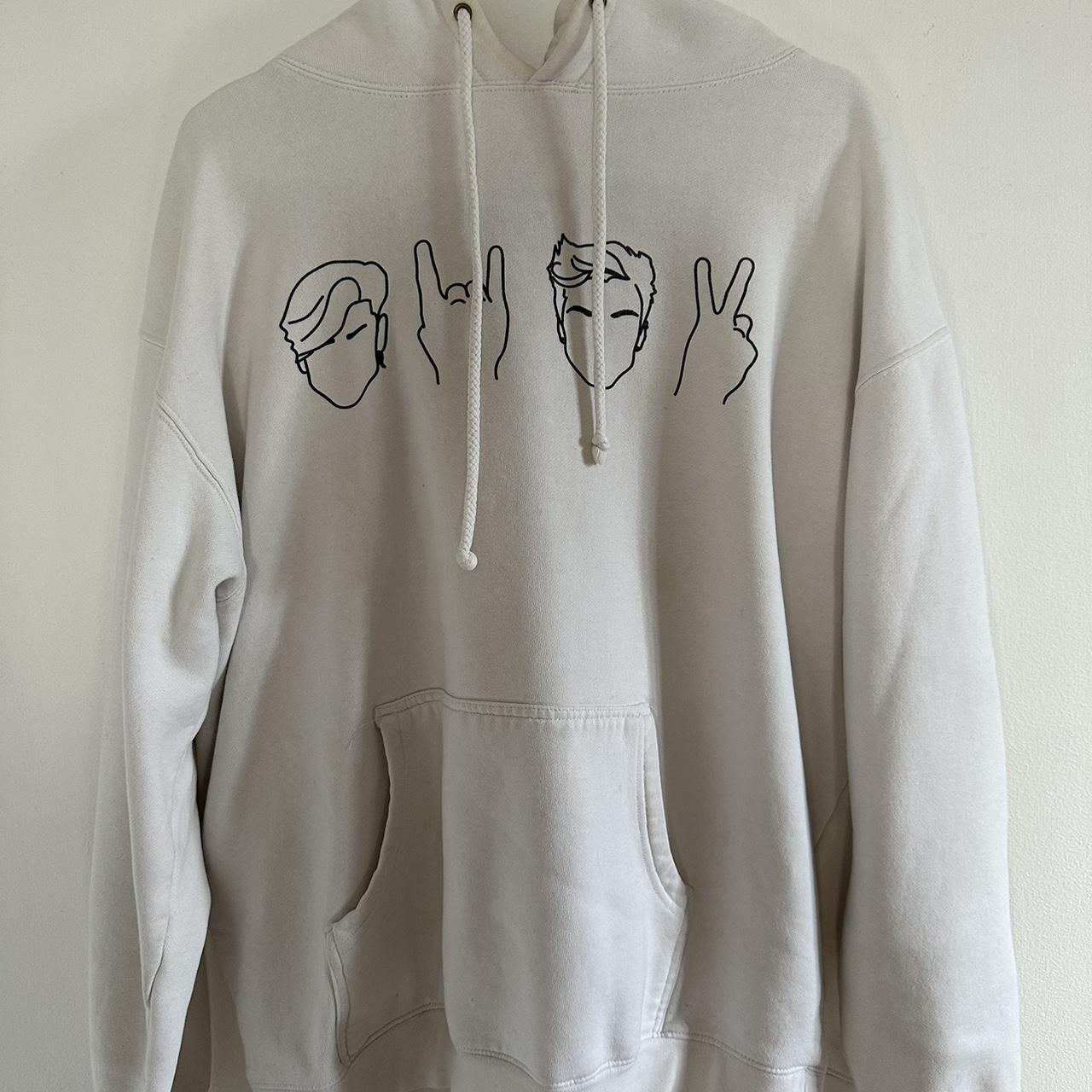 dolan twins white hoodie merch. size large. super