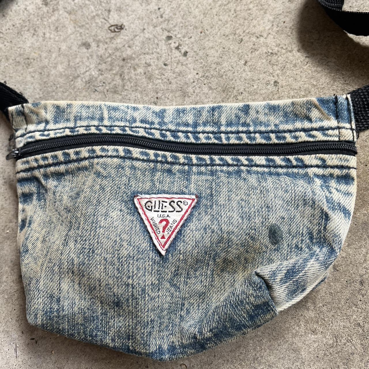 Guess denim fanny pack w buckle closure