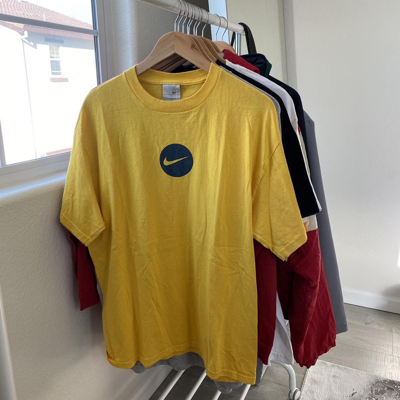 Vintsge Y2K Nike yellow center swoosh circle tee | Depop