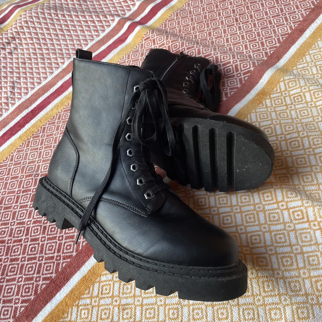 Black combat boots - warn a couple times - size 10 - Depop