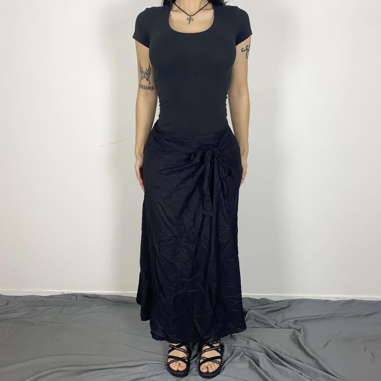 Black wrap maxi skirt - functional waist tie -... - Depop