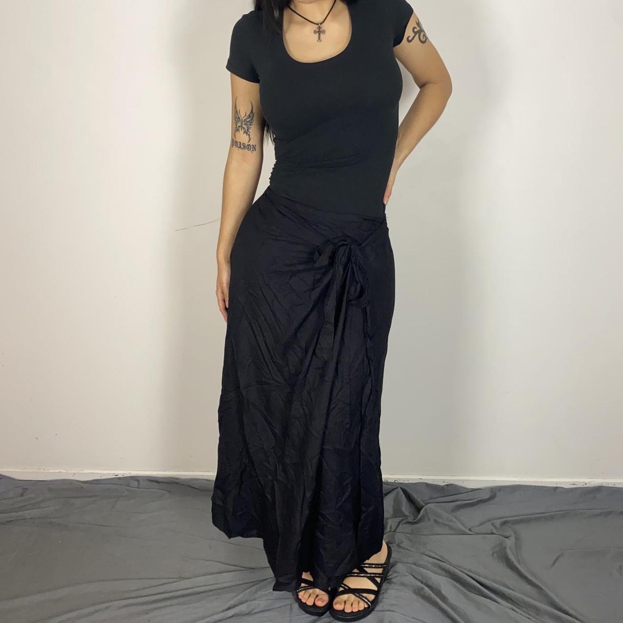 Black wrap maxi skirt - functional waist tie -... - Depop