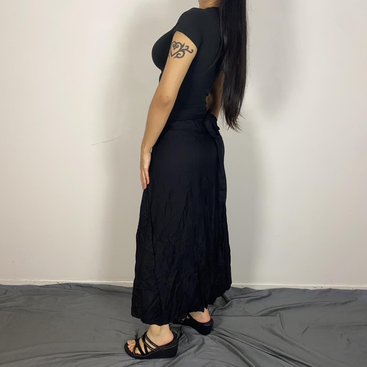 Black wrap maxi skirt - functional waist tie -... - Depop