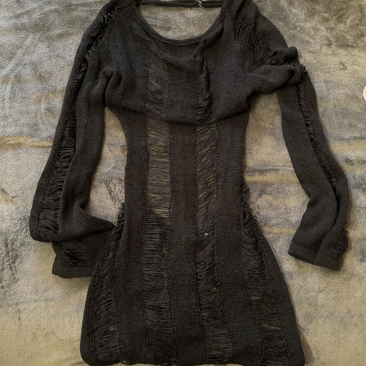 Jaded London Black Umbra Shredded Mini Dress Size... - Depop