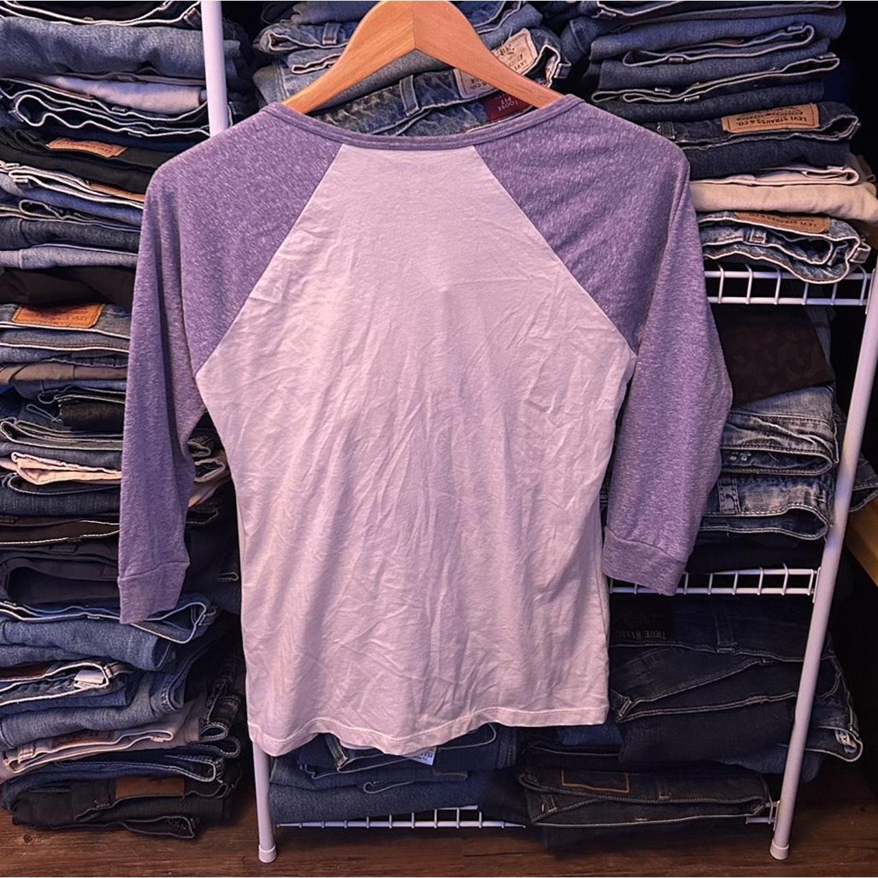 white and purple true religion shirt