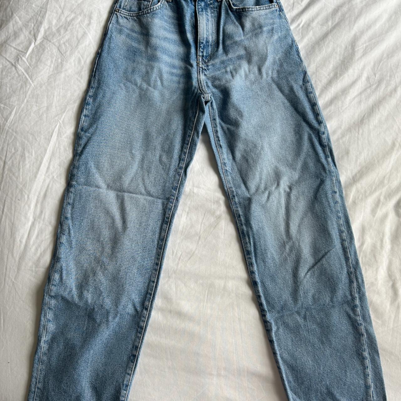 bershka 'the baggy' blue jeans | size 00 super... - Depop