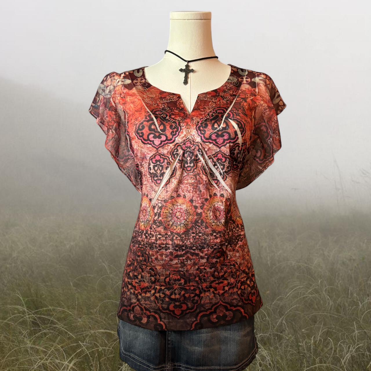 Apt. 9 Women's Blouse - Multi/Red - S – apt 9 boh… - image 1