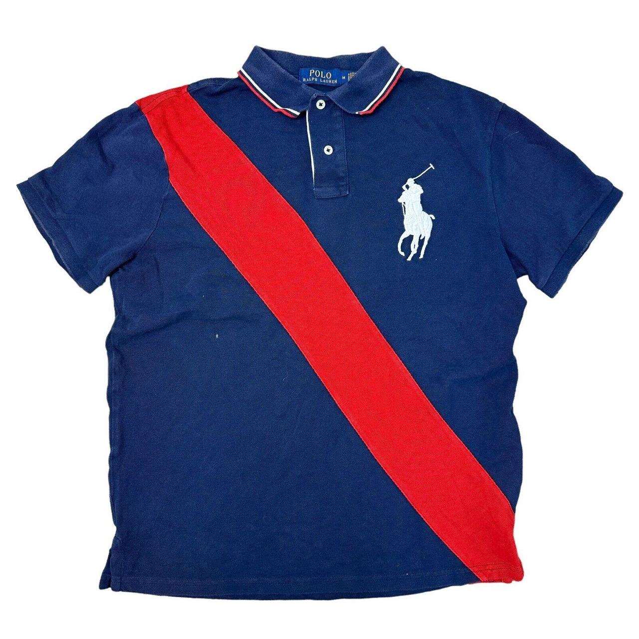 Polo Ralph Lauren Polo Shirt Big Pony Blue Red Mens... - Depop