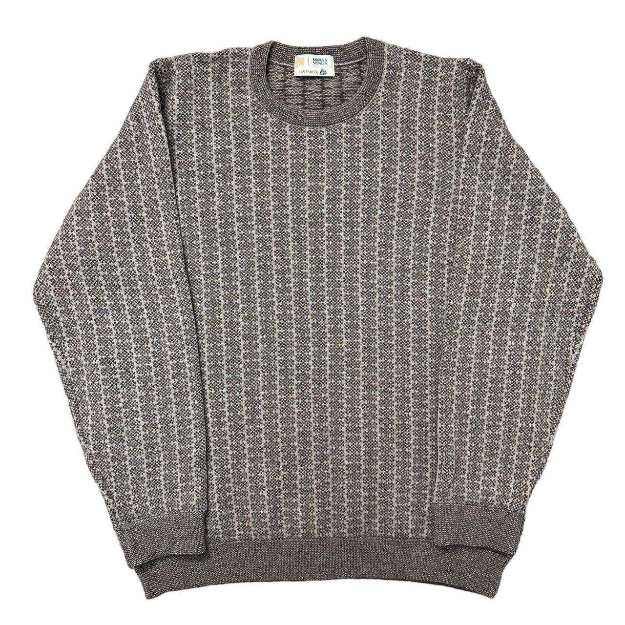 Marks And Spencer Knit Jumper 100% Lambswool Brown... - Depop