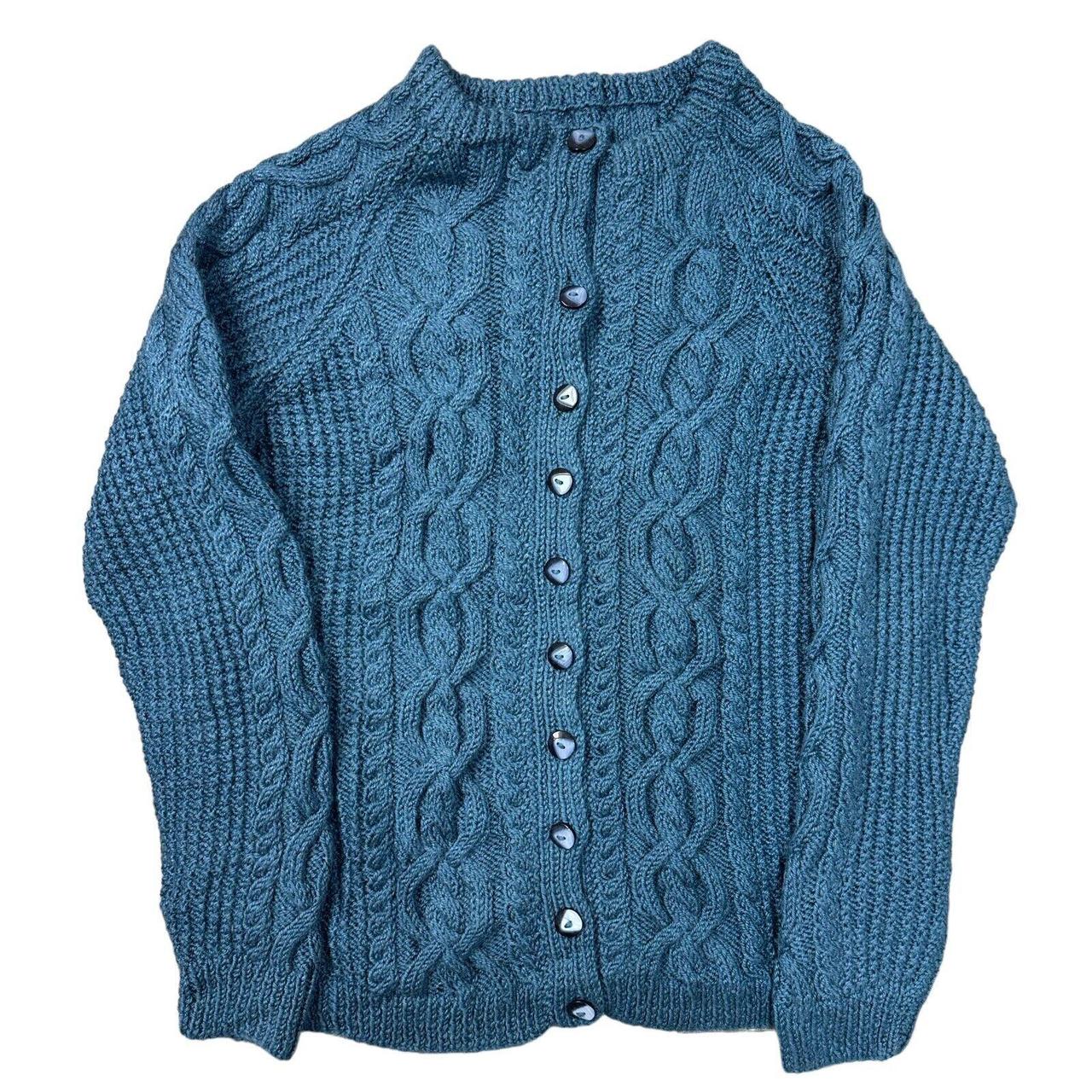 Vintage Aran Hand Knit Cardigan 100% Wool Fishermans... - Depop