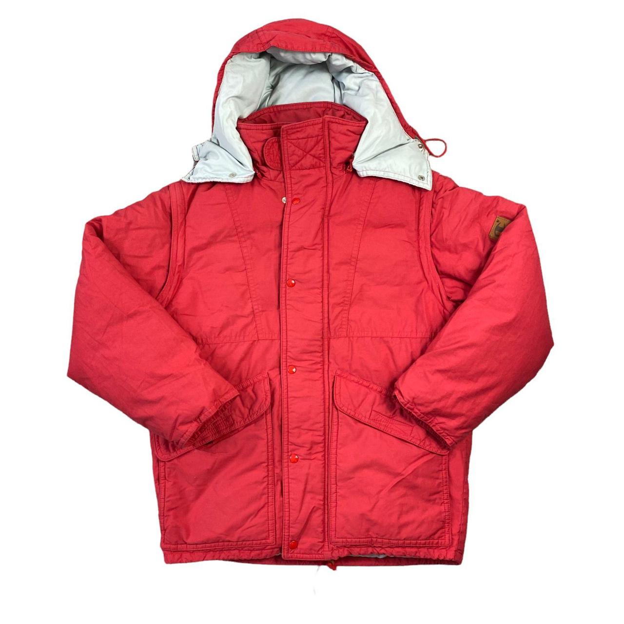 Champion red puffer sales jacket