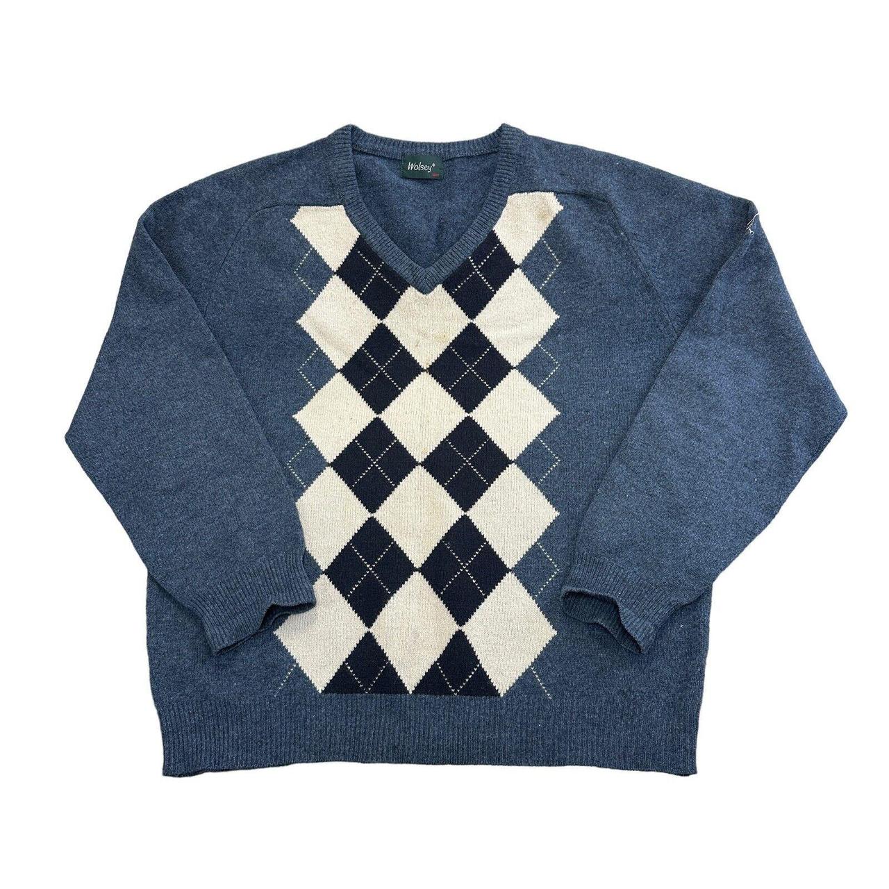 Wolsey Wool Knit Jumper Diamond Argyle Patterned... - Depop