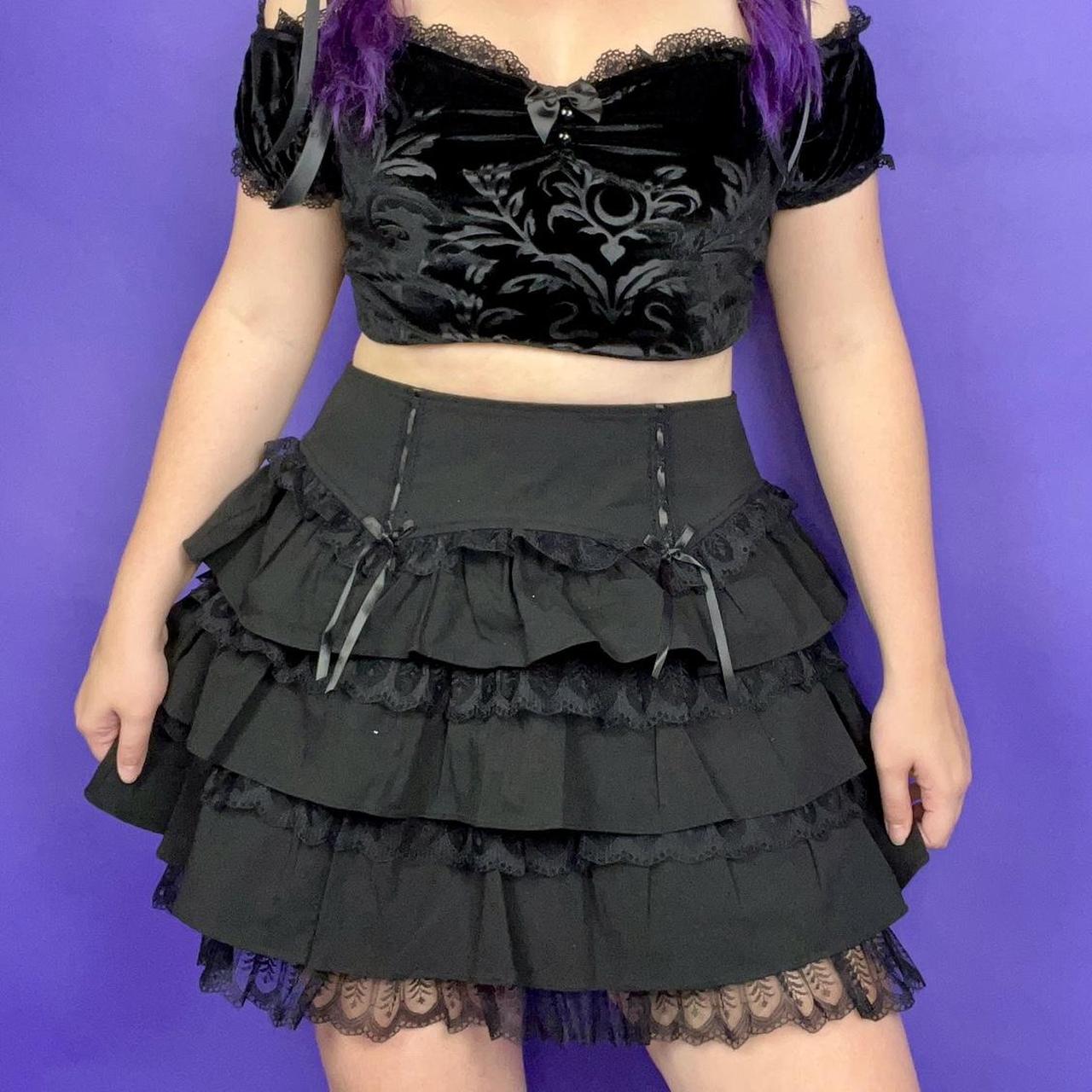 DOLLS KILL WIDOW “CHARMED YOU” RUFFLE MINI SKIRT... Depop