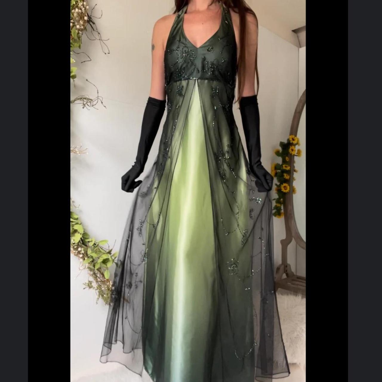 ★vintage green prom dress gorgeous green ombré dress... - Depop