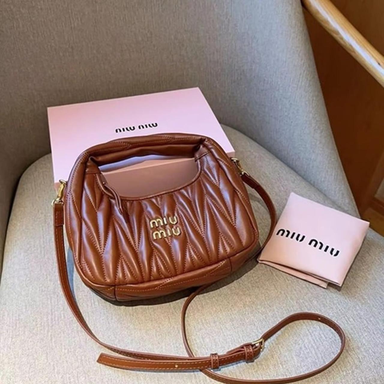 バッグ miu miu side ribbon HandBag Brown y2k miu miu side ribbon HandBag Brown y2k