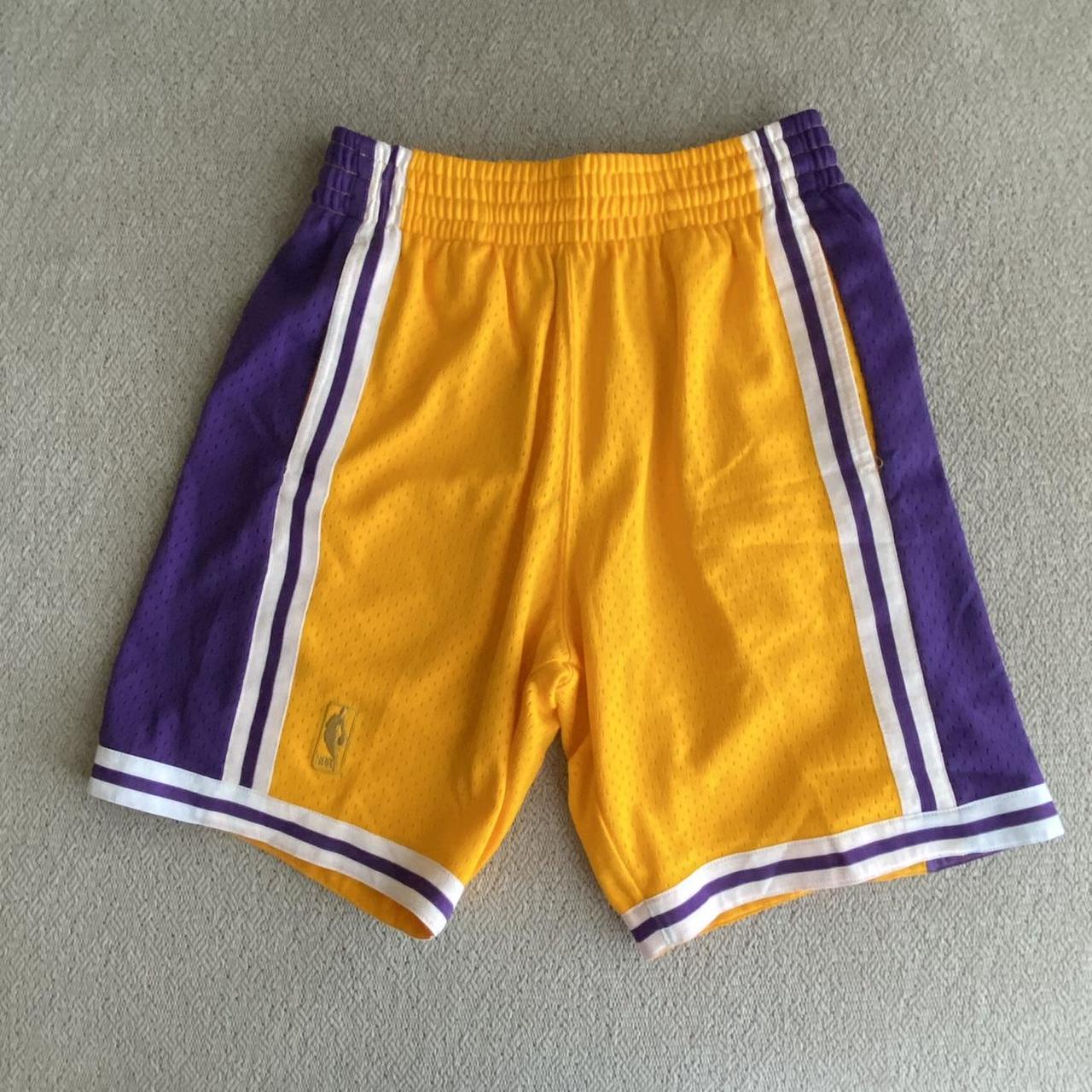 Men's Los Angeles Lakers Mitchell & Ness Gold 1996-1997 Hardwood Classics  Throwback Authentic Shorts