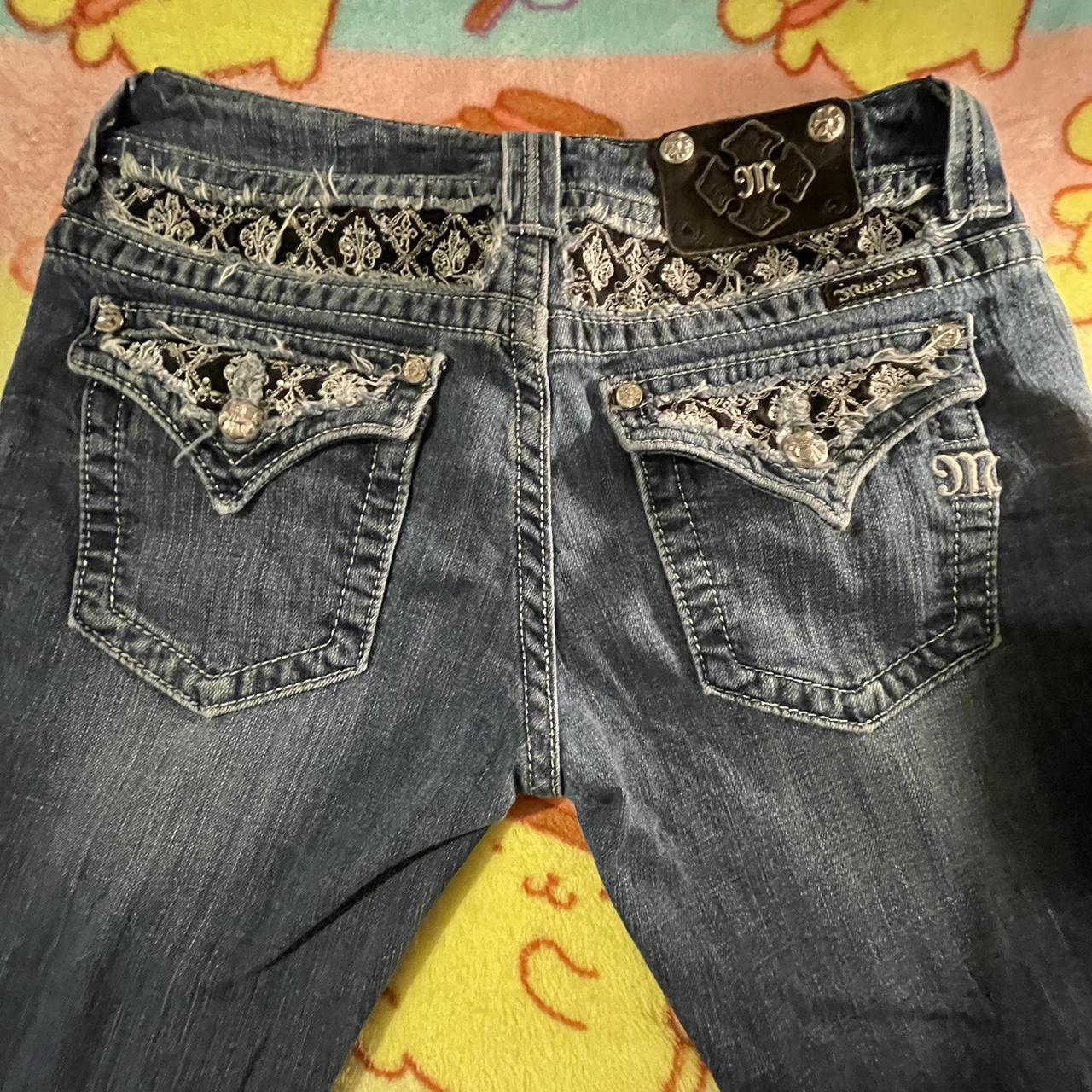 super cute flare missme jeans w sparkly design *size... - Depop