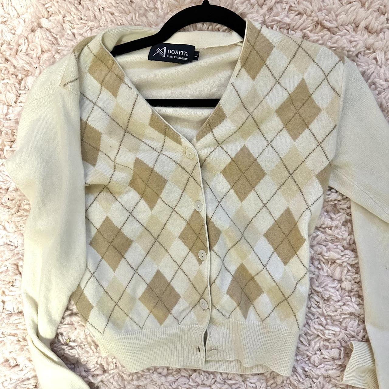 Brandy Melville Women's Brown and Cream Jumper Depop