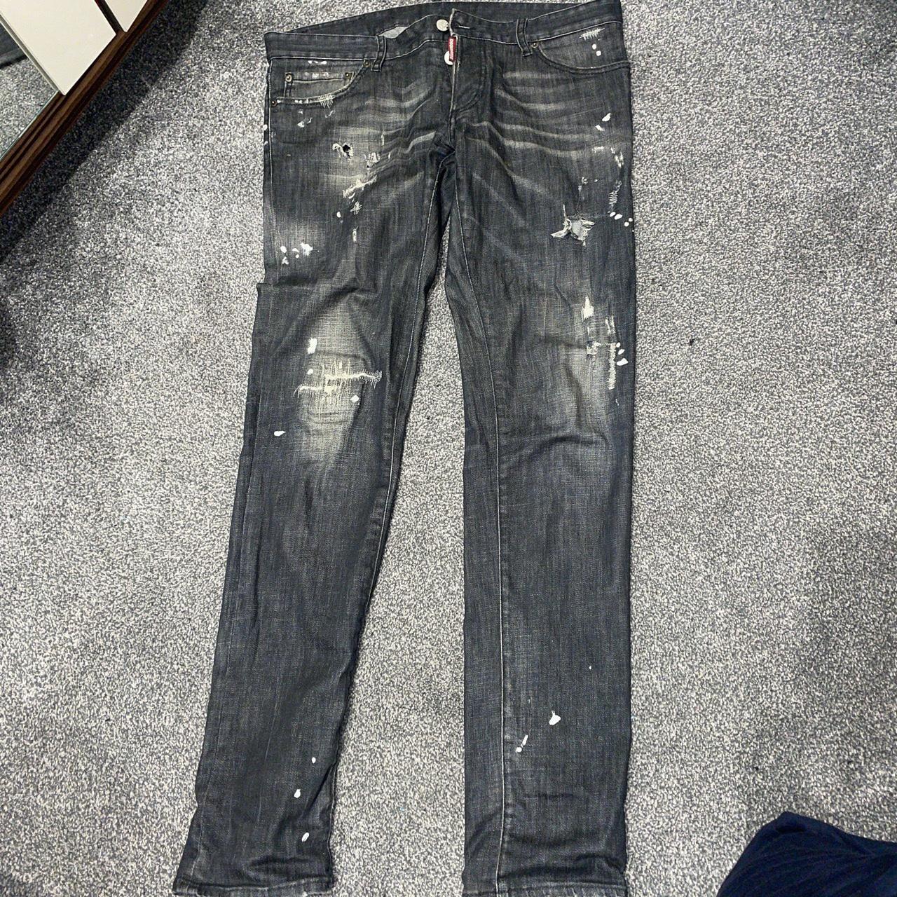 DSQUARED BLACK PAINT SPLATTER DISTRESSED JEANS... Depop