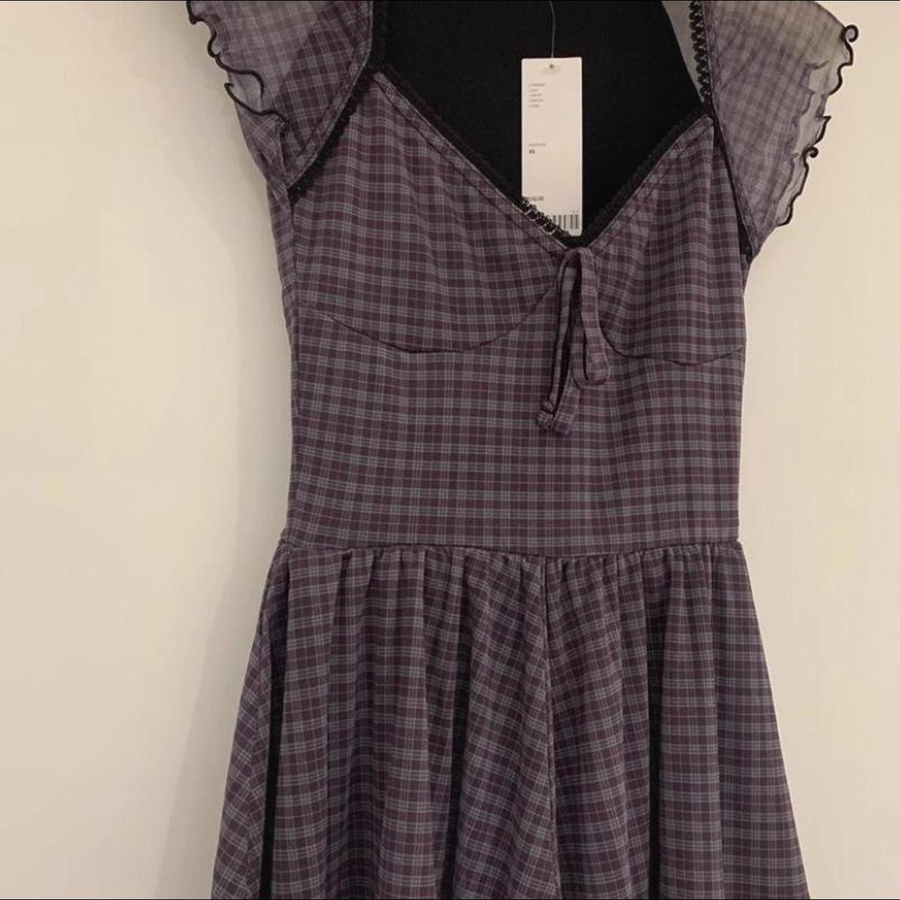 Urban Outfitters Purple plaid mesh Milly Playsuit -... - Depop