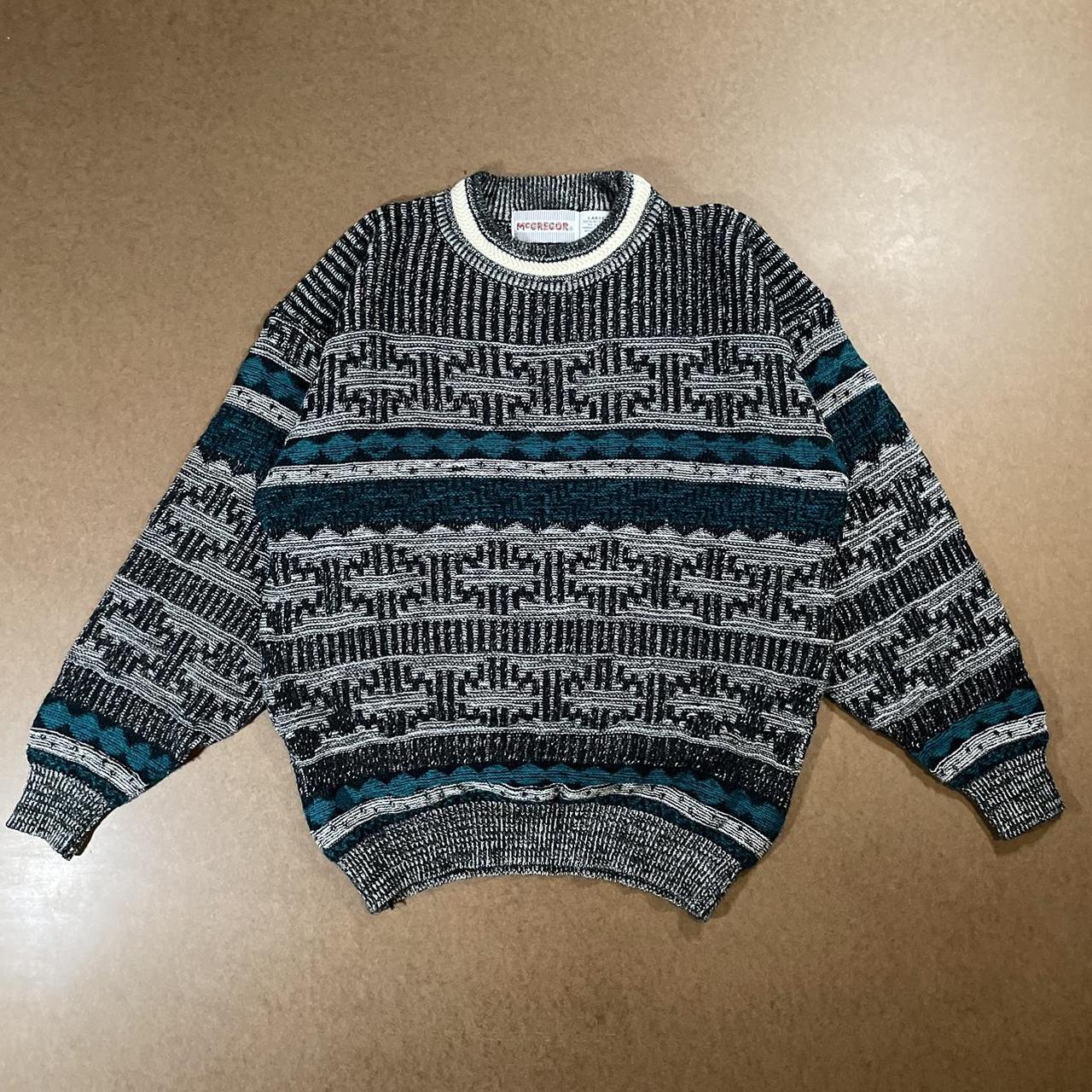 Patterned Knit Sweater Vintage 1990s McGregor... - Depop