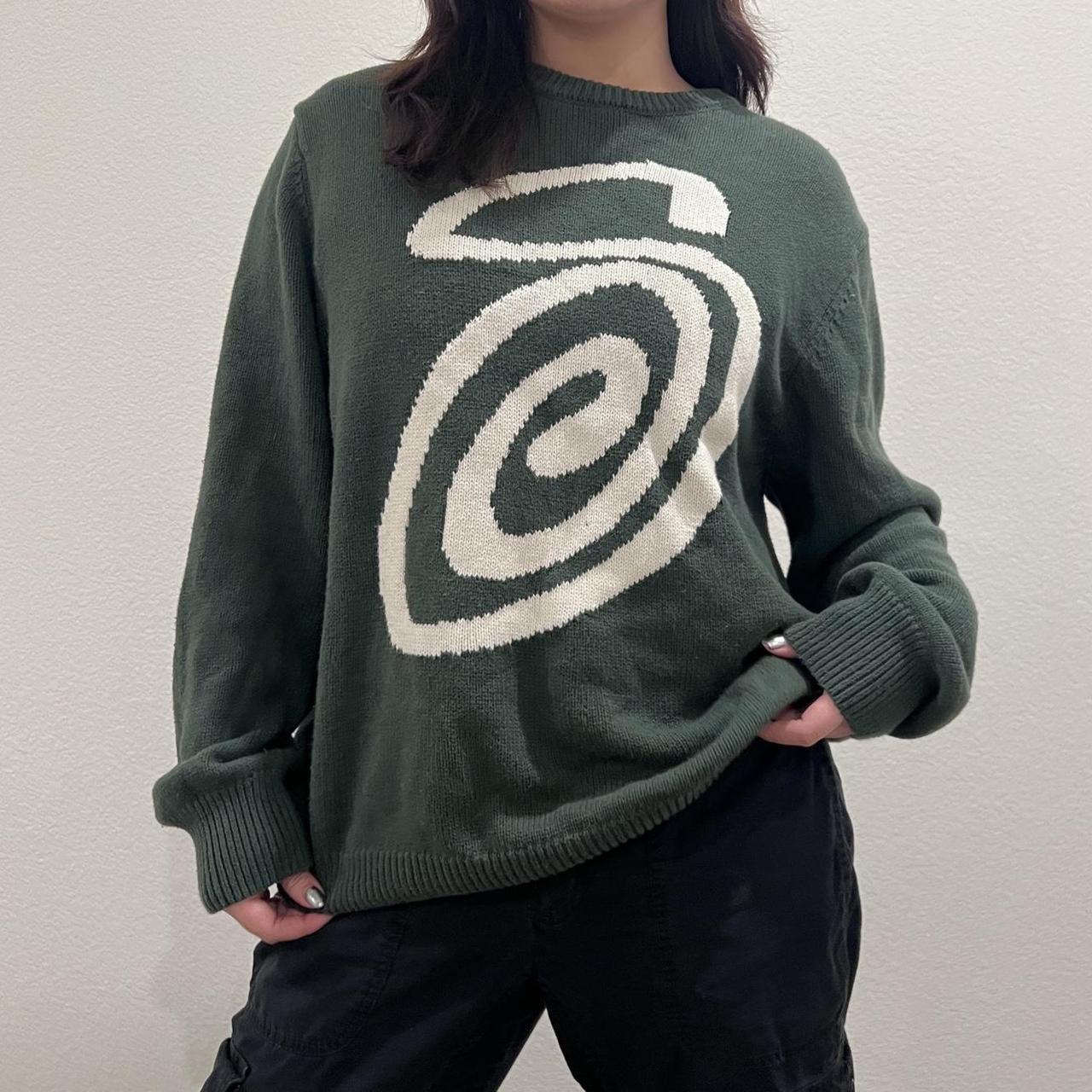 Green stussy knit “Stussy” curly S knitted - Depop