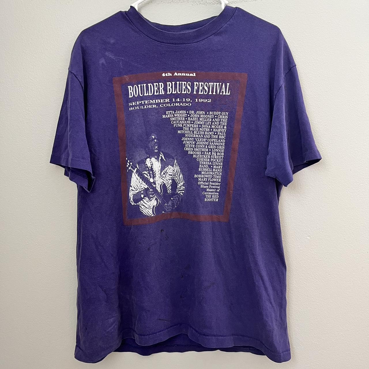 Hanes Beefy T 1992 Boulder Blues Festival Single... - Depop