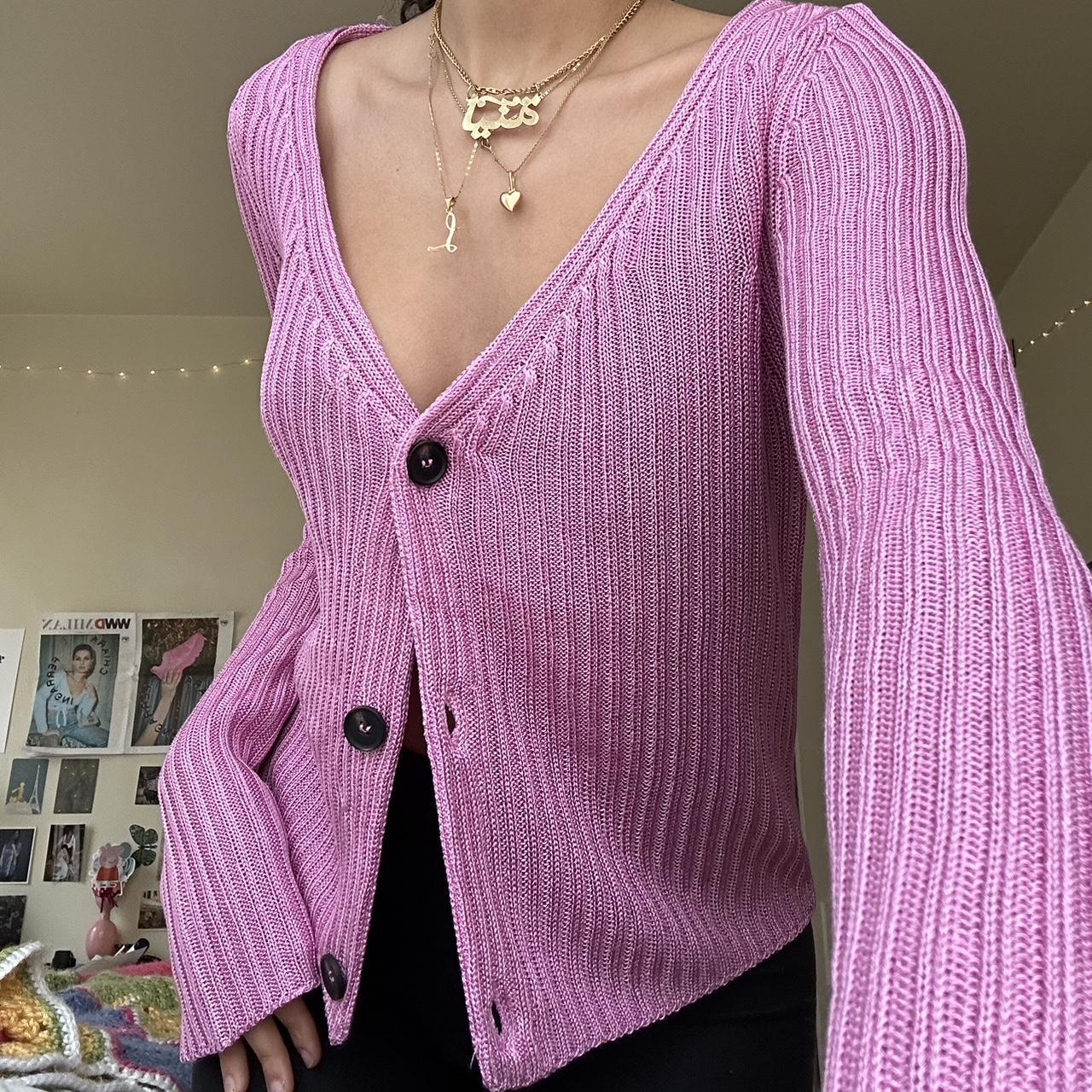 Free People Women's Pink Cardigan | Depop