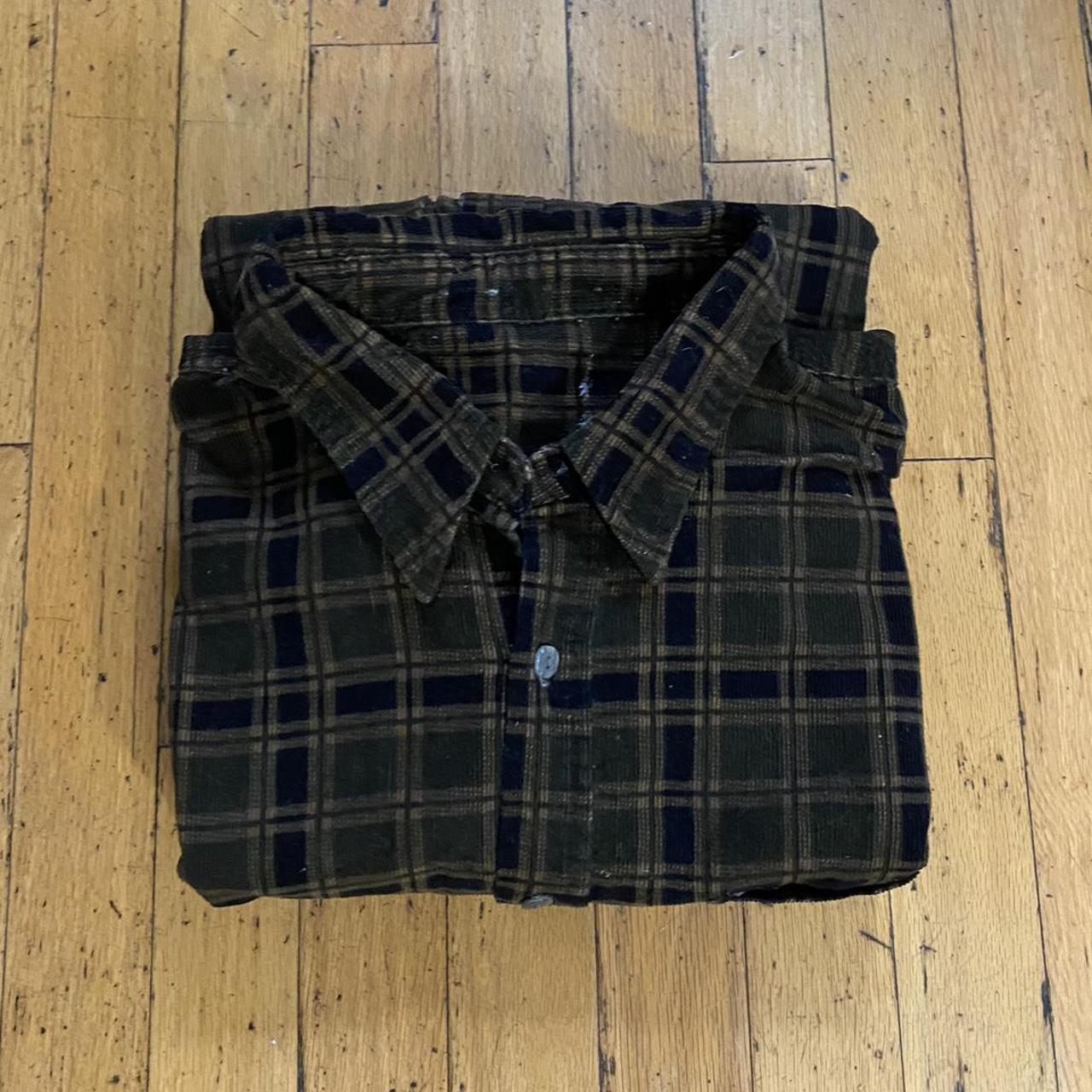 Green and Black Corduroy Flannel -no tag but best... - Depop