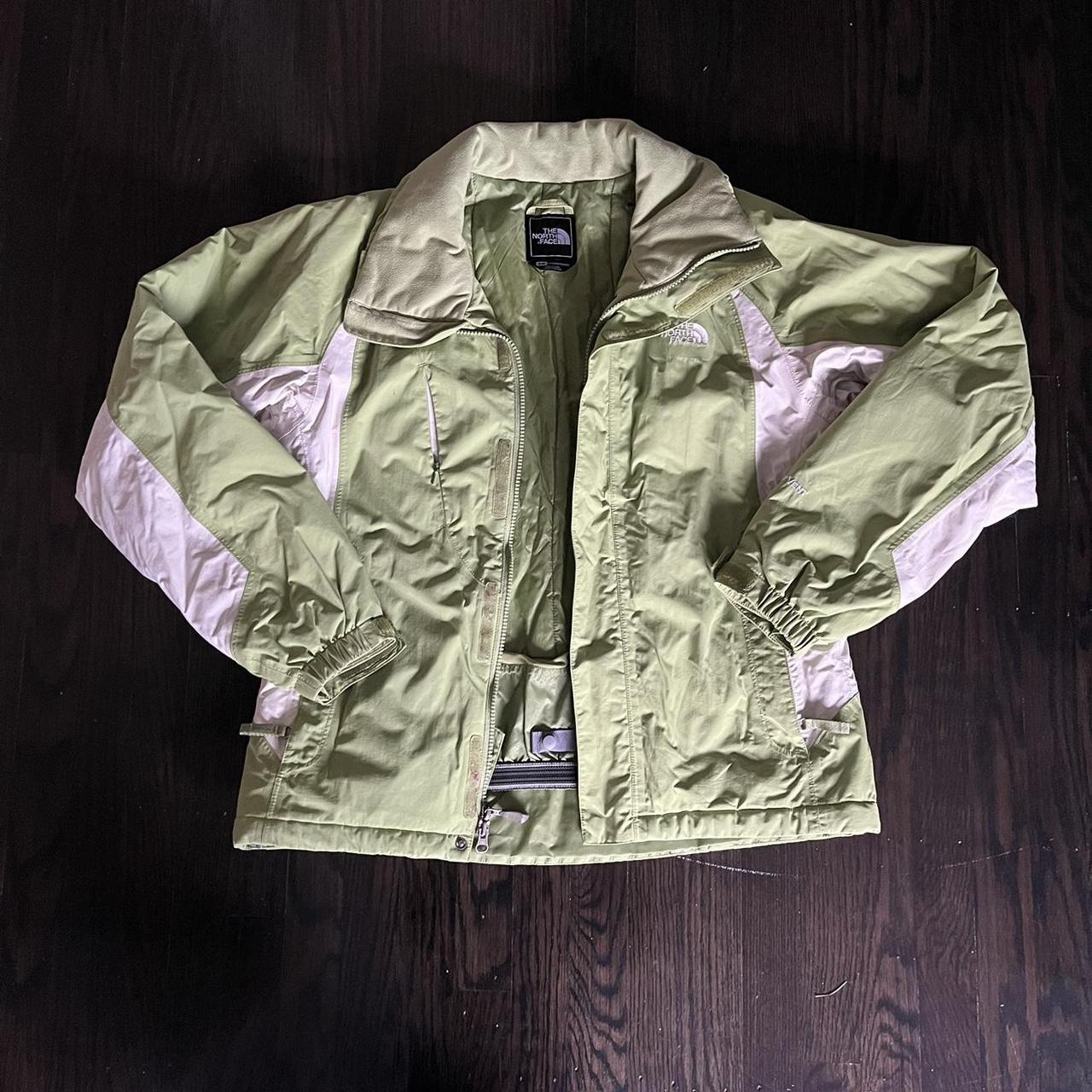 The North Face matcha green and white jacket, not... - Depop