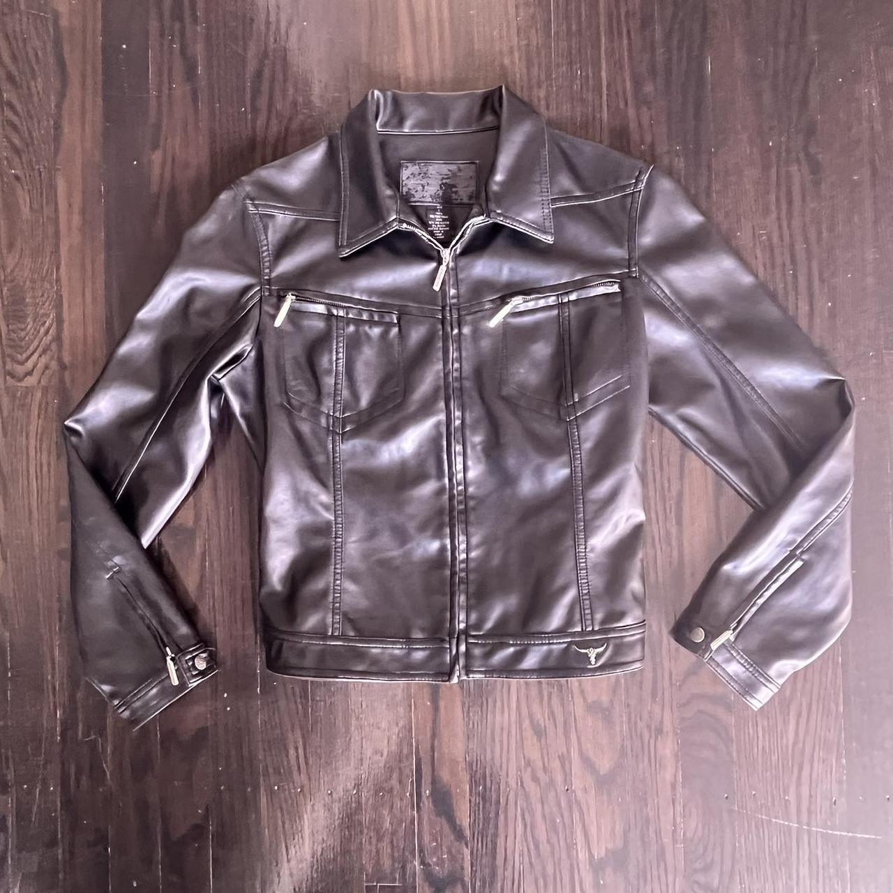 Leather moto-jacket - Depop