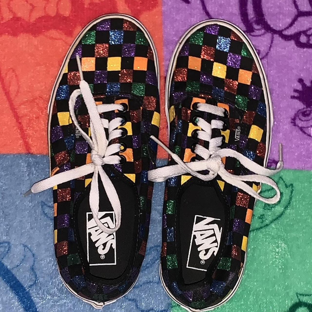 Rainbow chex vans womens online