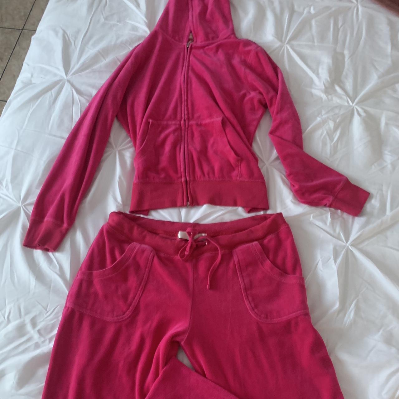 Y2k Hot Pink Velour Tracksuit Raw Hemline at bottom... Depop