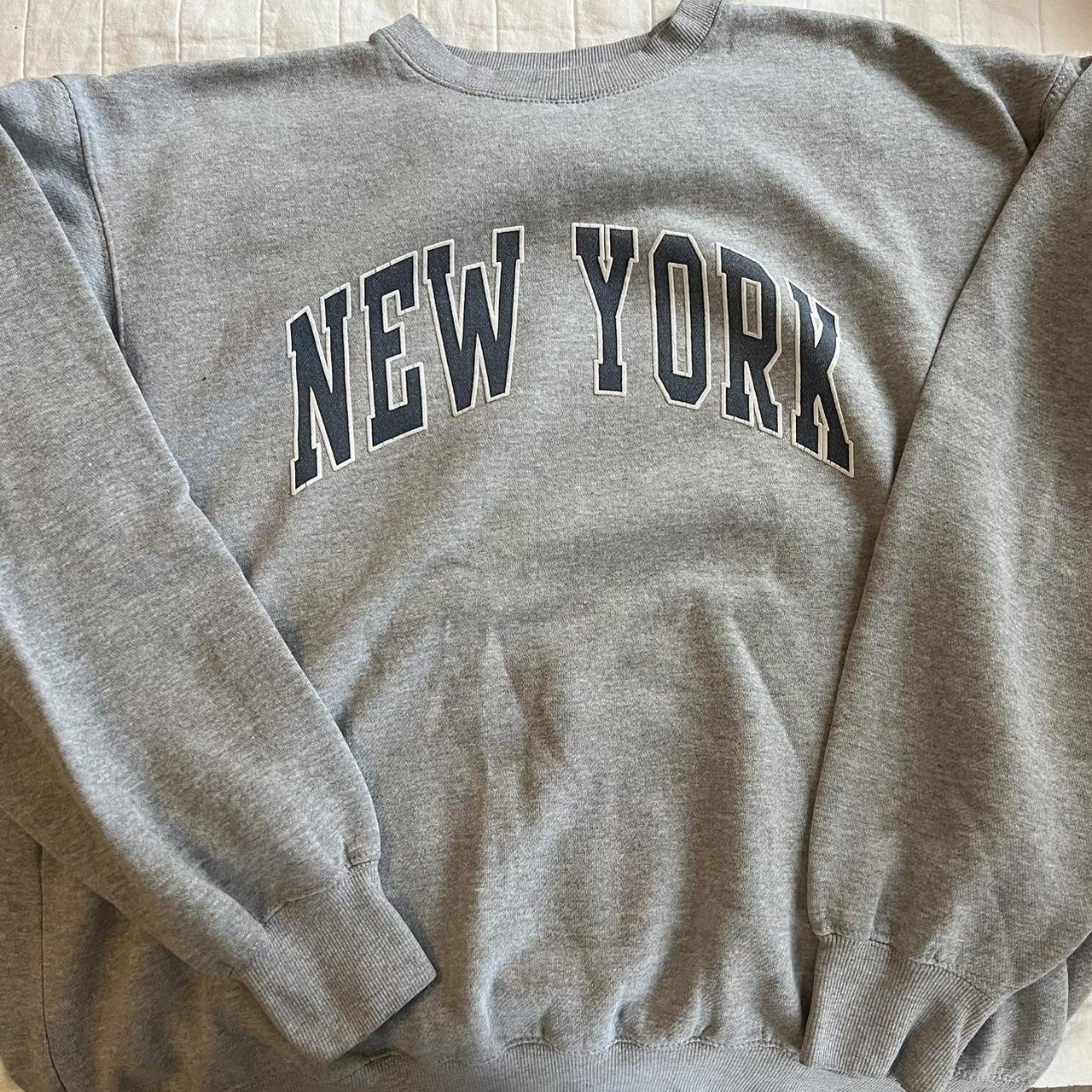 brandy melville new york gray crewneck sweatshirt... - Depop