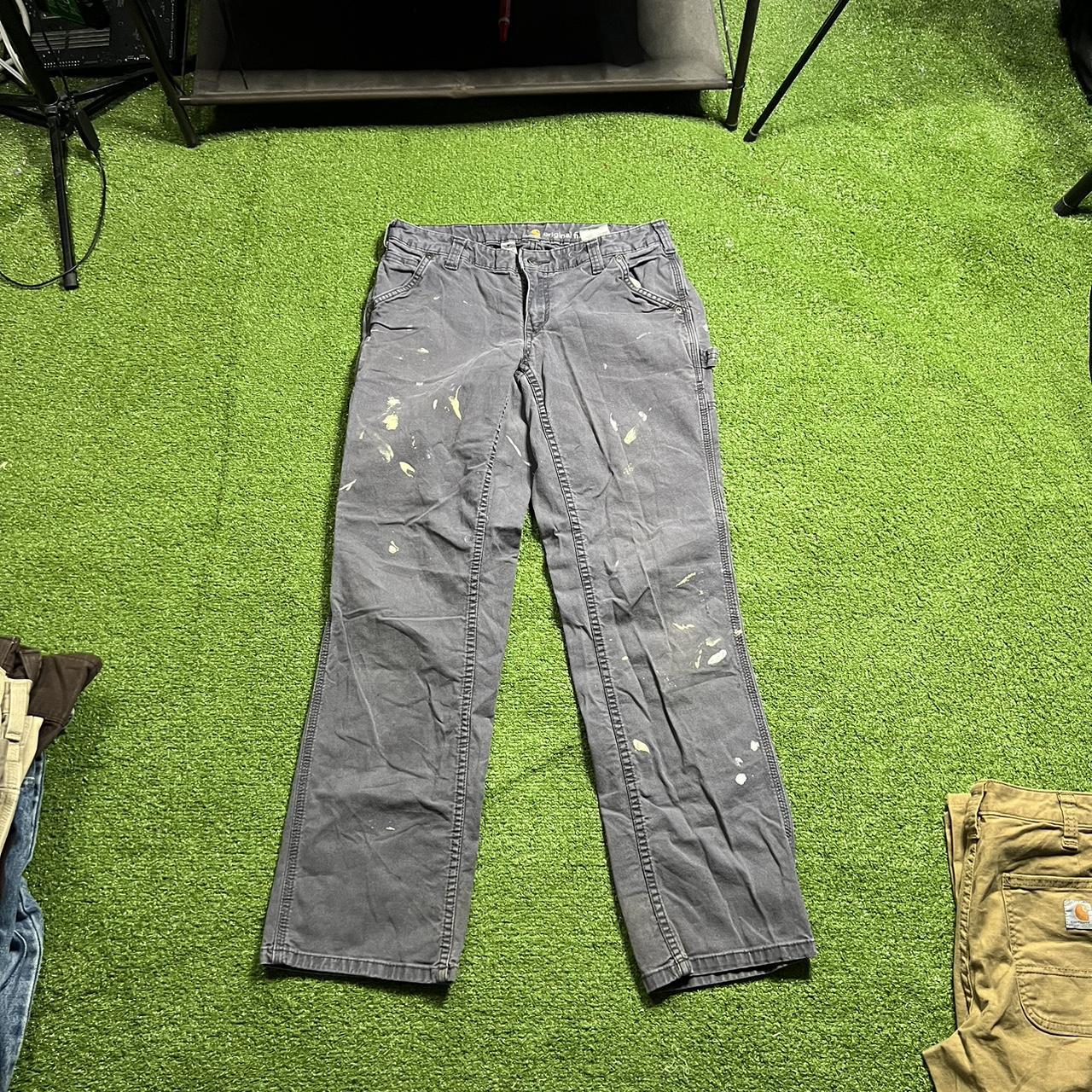 🔥 vintage carhartt grey paint stained cargo pants... - Depop