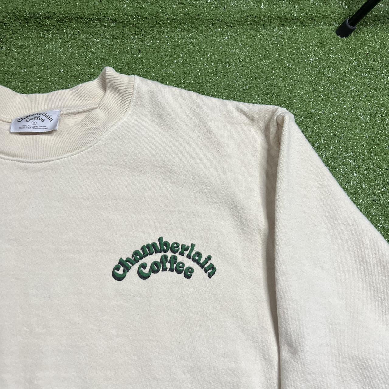 🔥 emma chamberlain coffee beige small logo crewneck... Depop