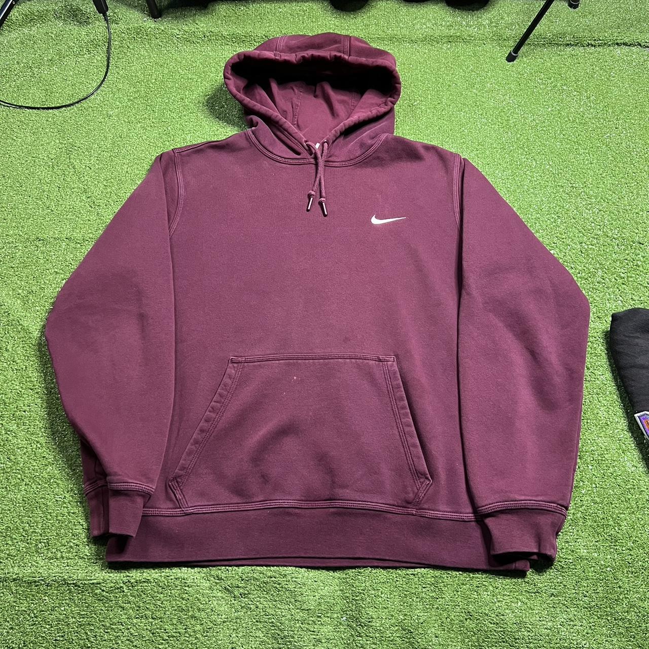 🔥 vintage nike burgandy small swoosh hoodie size... - Depop