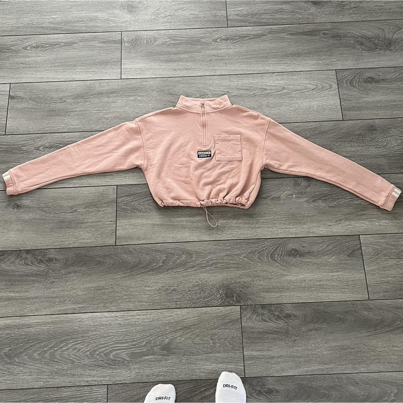 Adidas Pink Cropped Mock Trutleneck Half Zip