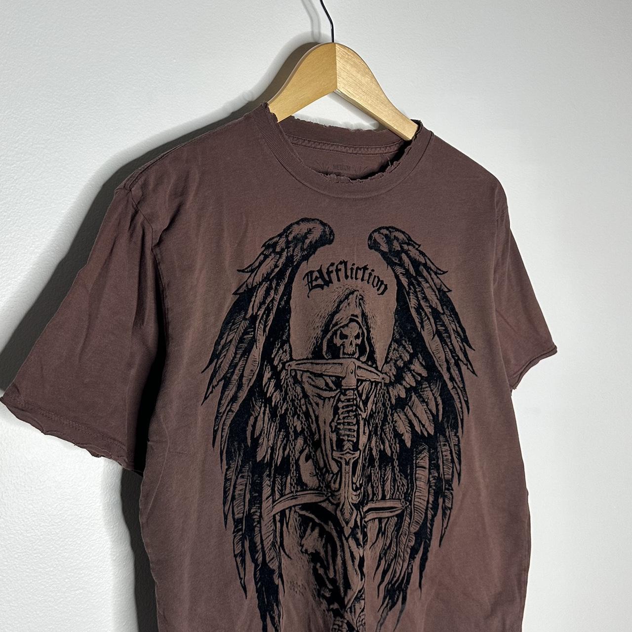 Early 2000’s Affliction Grim Reaper Graphic Gothic... - Depop