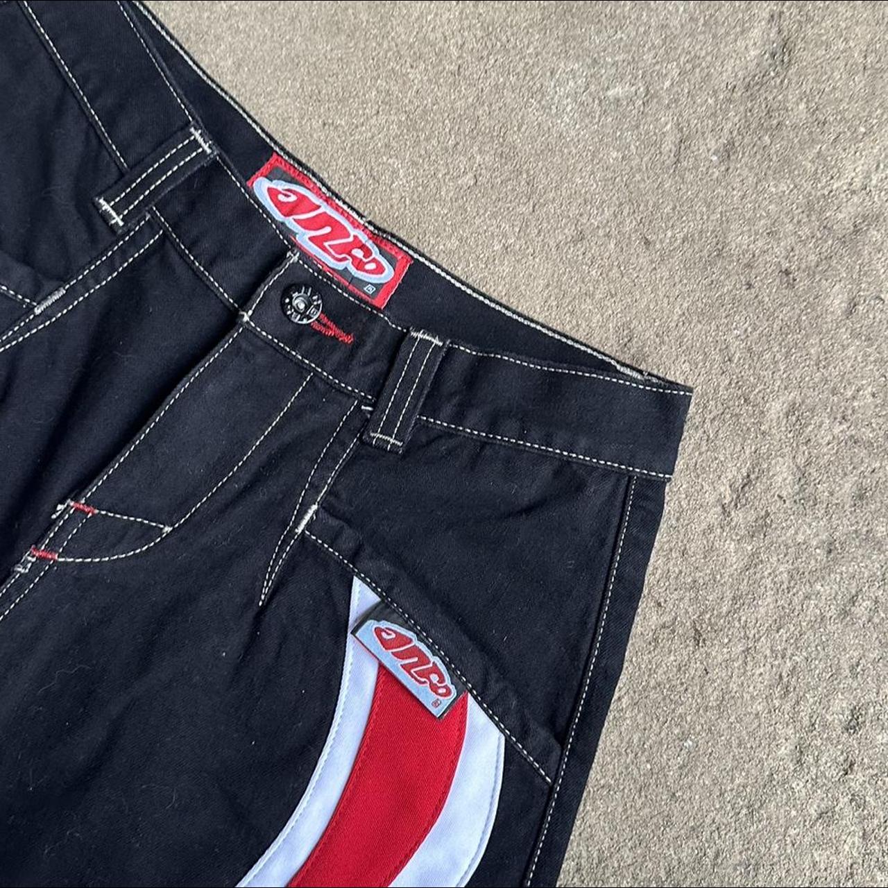 JNCO Women's Black and Red Jeans | Depop